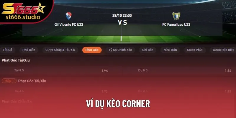 Ví dụ về các vé cược Corner ở nhà cái Ví dụ về các vé cược Corner ở nhà cái